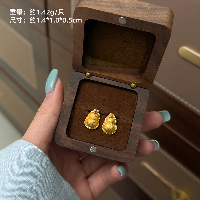 Xiaohongshu Hot-Selling Retro Light Luxury Fashion Versatile Exquisite Small Brushed Gourd Earrings High-End Sense Temperament Ear Jewelry