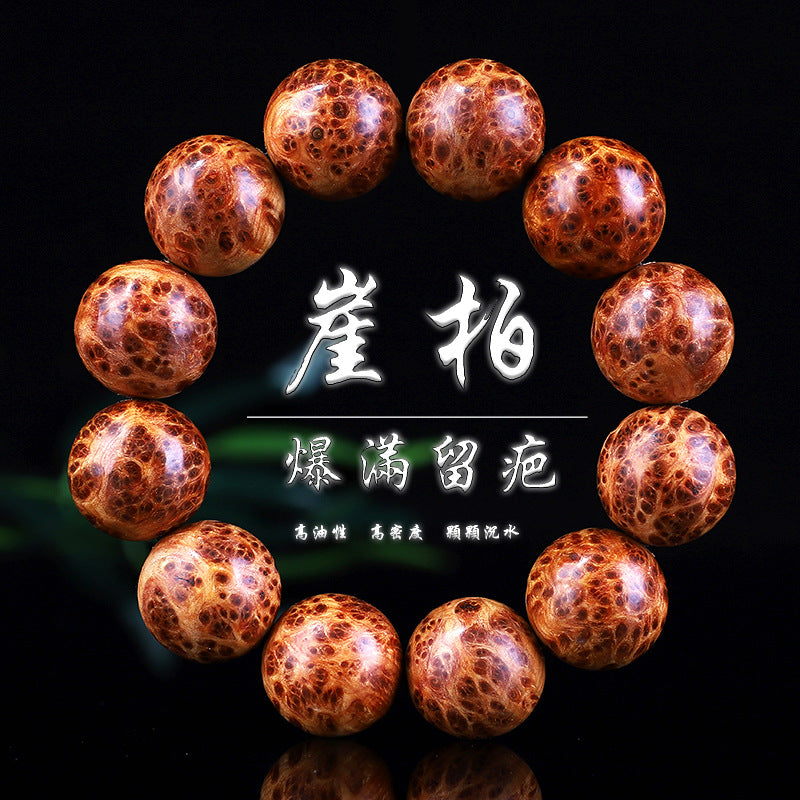 Taihang Mountain Cliff Cypress High Oil Aged Material Bird's Eye Full Scar20mm Men's Buddhist Prayer Beads Bracelet for Cultural Play