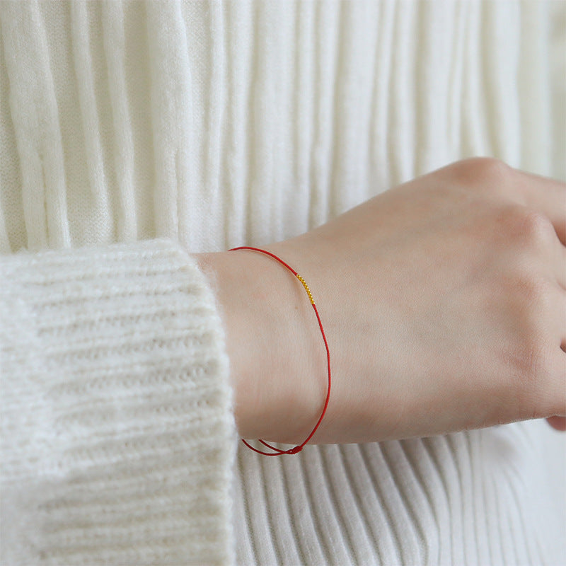 Xiaohongshu Hot Sale18k Gold Ultra-Thin Red String Bracelet Fashionable Elegant Simple Versatile Adjustable Zodiac Year Bracelet