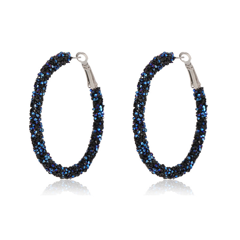 Unique Designer Earrings Ear Clips Internet Celebrity Style Korean Version Dongdaemun New Exaggerated Crystal Full Diamond Hoop Earrings