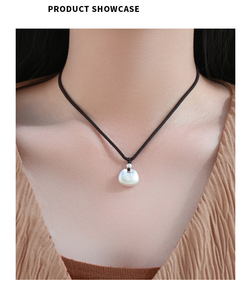 Po S999Pure Silver National Style Fat Fu Pendant Necklace Light Luxury High-end National Trend Ethnic Style Neck Jewelry Hot Item