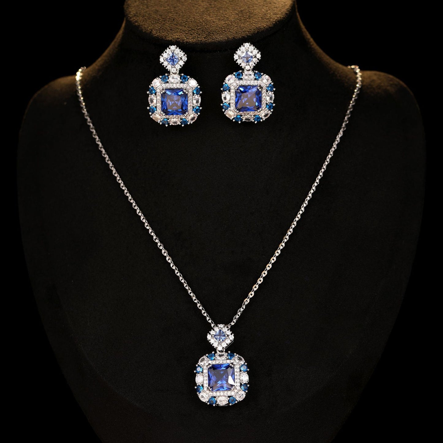 Luxury High-End Jewelry Zircon Set Perfume Bottle Necklace Earrings Women's Colorful Gemstone Bridal Evening Accessories