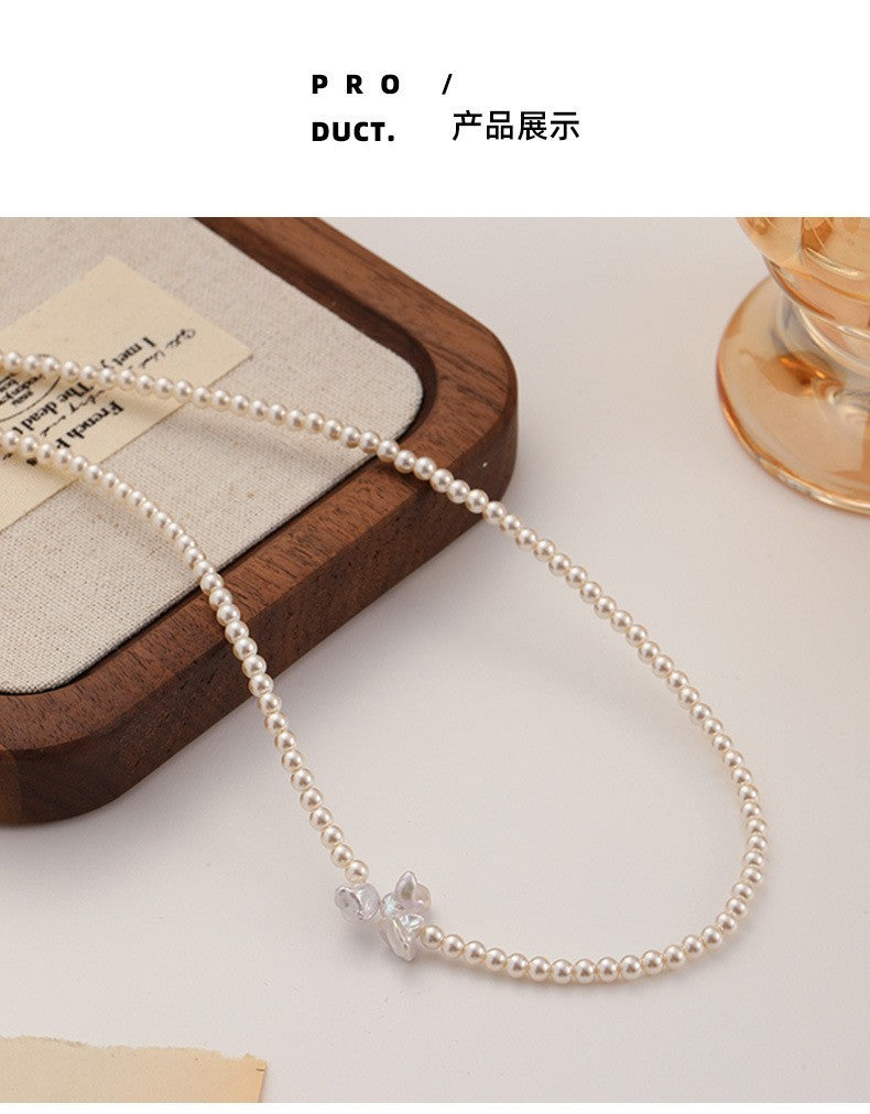 Custom Fashion Light Luxury Baroque Freshwater Pearl Necklace Versatile High-end Sense Elegant Delicate Collarbone Chain for Women