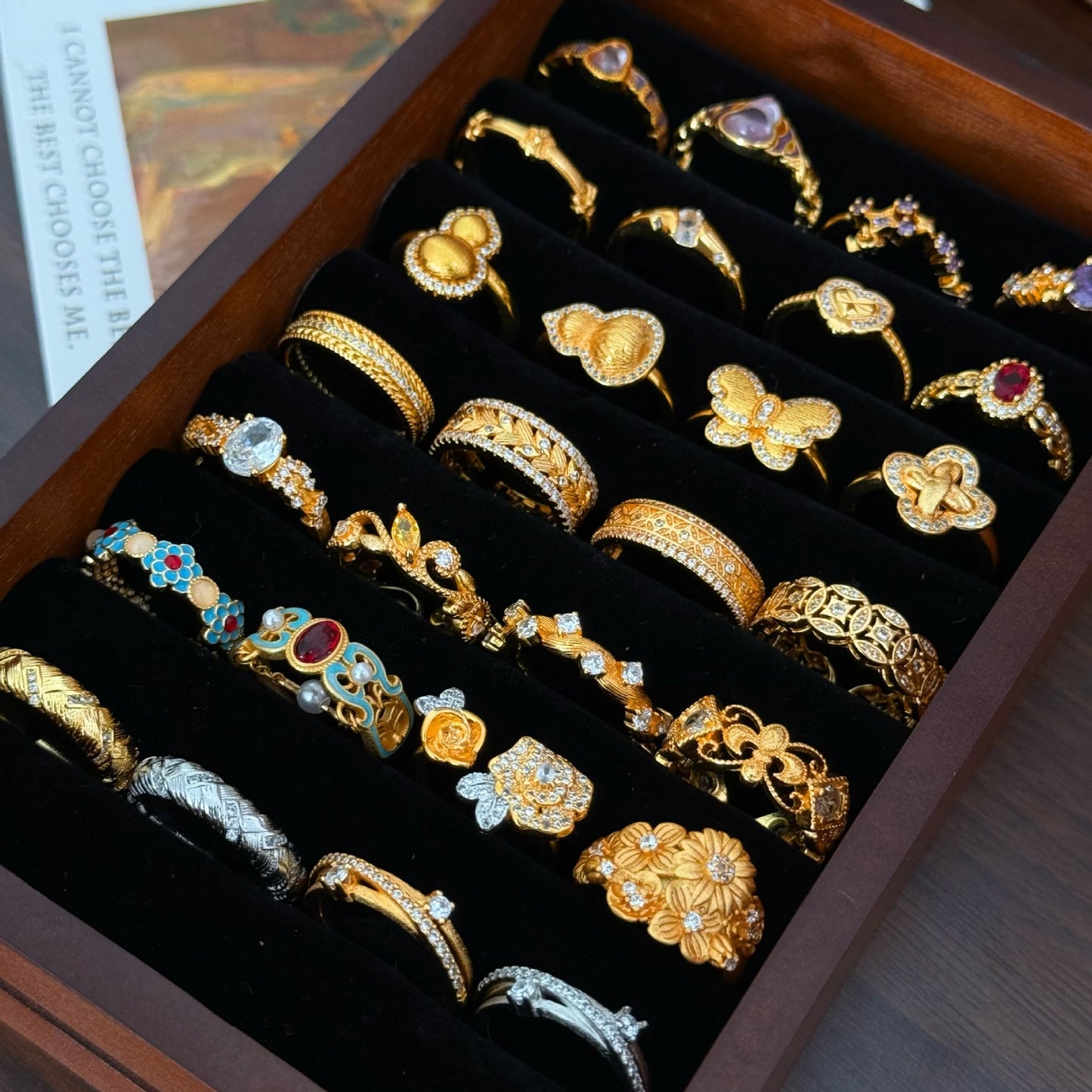 Xiaohongshu Hot-Selling Fashion Retro Copper Coin Iris Flower Ring for Women, Niche Design with a High-End Feel, Versatile Ring