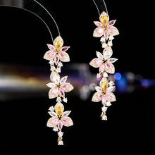 2022New Long Tassel Earrings European and American Fashion Zircon Silver Needle Drop High-end Water Drop Geometric Earrings