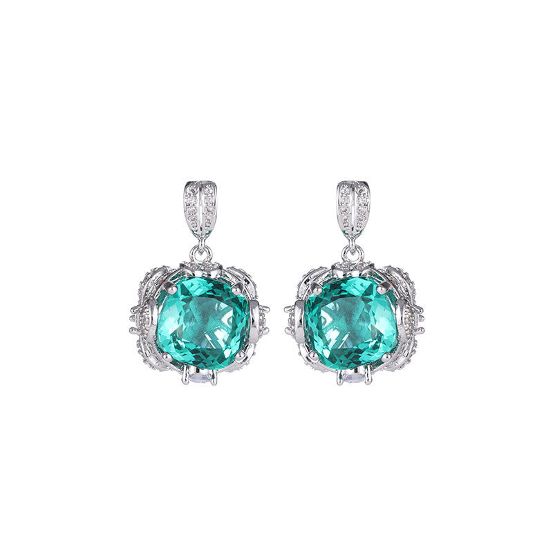 Custom Processing Earrings Studs Liyu Jewelry Set Necklace Brooch OEM Custom Copper Inlaid Zircon Earrings