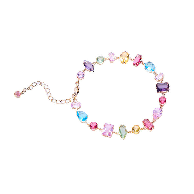 Candy Series Dopamine Zircon Inlaid Geometric Water Drop Exquisite Bracelet High-end Light Luxury Niche Versatile Women's Jewelry