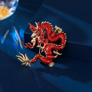 Chinese Style Unisex New Zircon Inlaid Year of Birth High-end Suit Jacket Accessory Dragon Brooch
