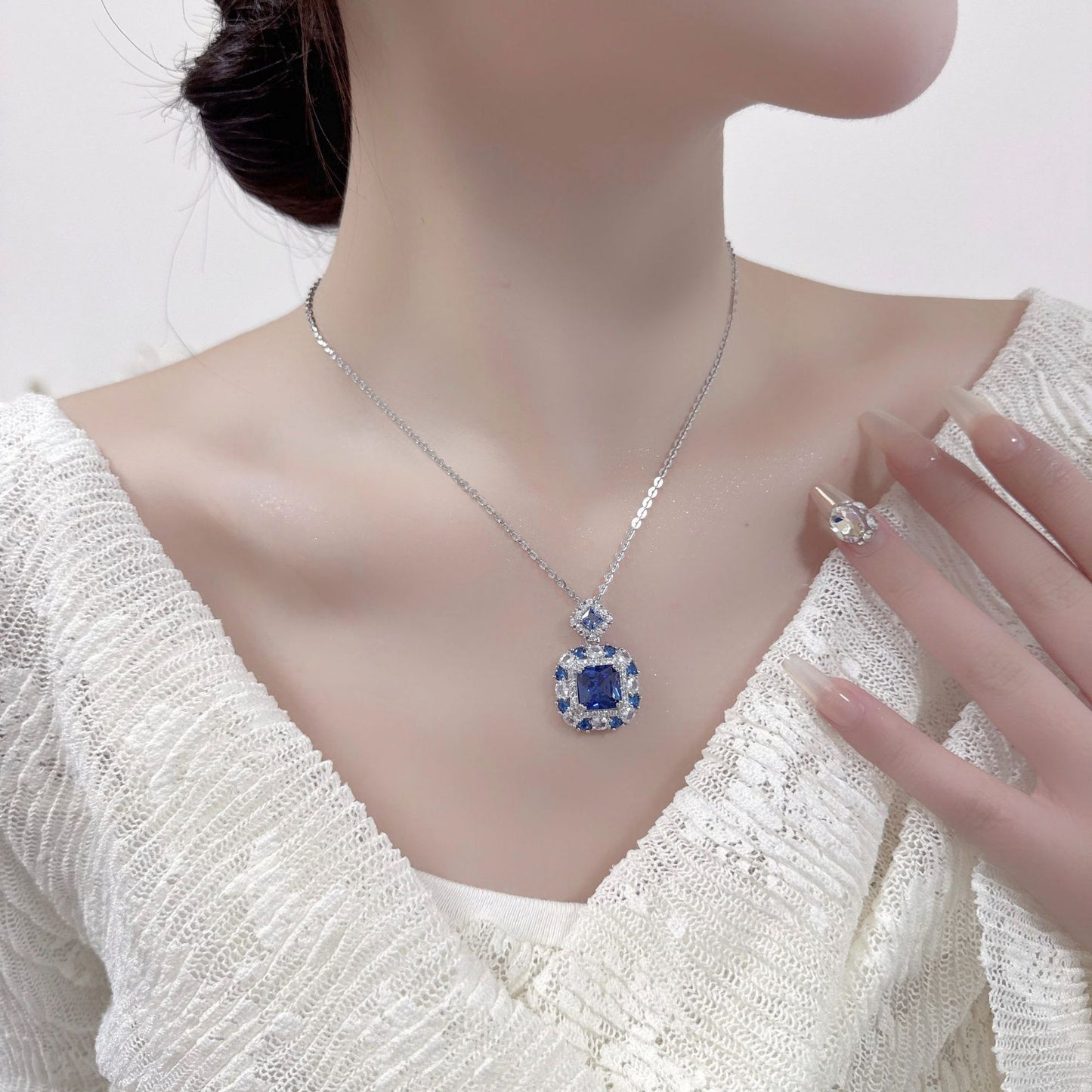 Luxury High-End Jewelry Zircon Set Perfume Bottle Necklace Earrings Women's Colorful Gemstone Bridal Evening Accessories