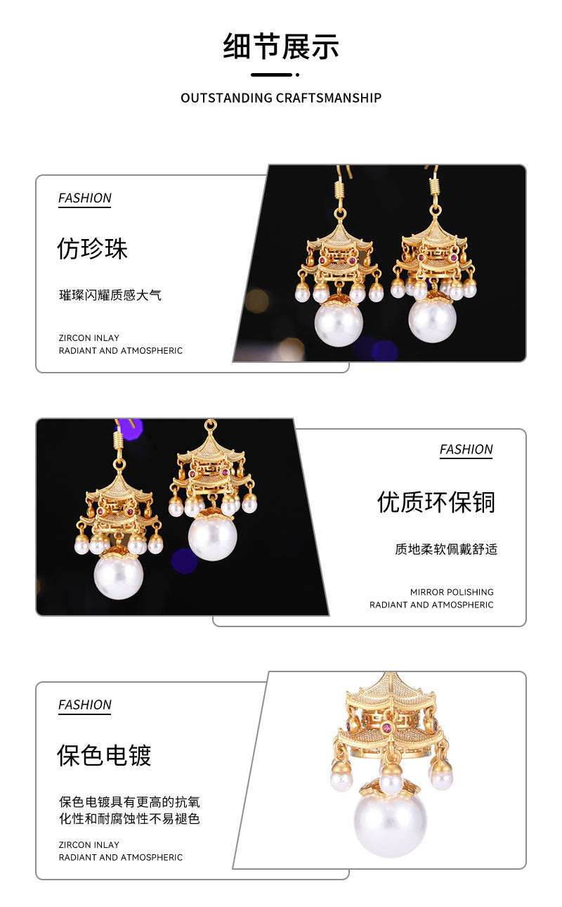 New High-End Rhttps://cdn.shopify.com/s/files/1/0714/1392/3989/files/431ddb6a-3c22-4386-96ef-687b07d471d4.jpg?v=1751779785ed Agate Pearl Tassel Ancient Style Earrings New Chinese Style High-End Pavilion Palace Lantern Court Style Earrings