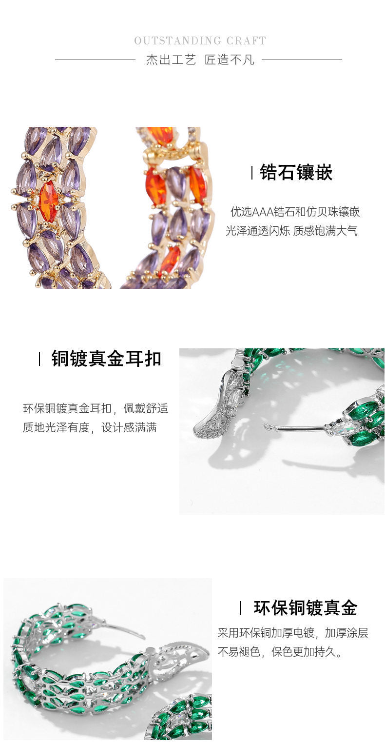 2022New Winter Luxury Style Zircon Inlaid Hoop Earrings with High-end Feel