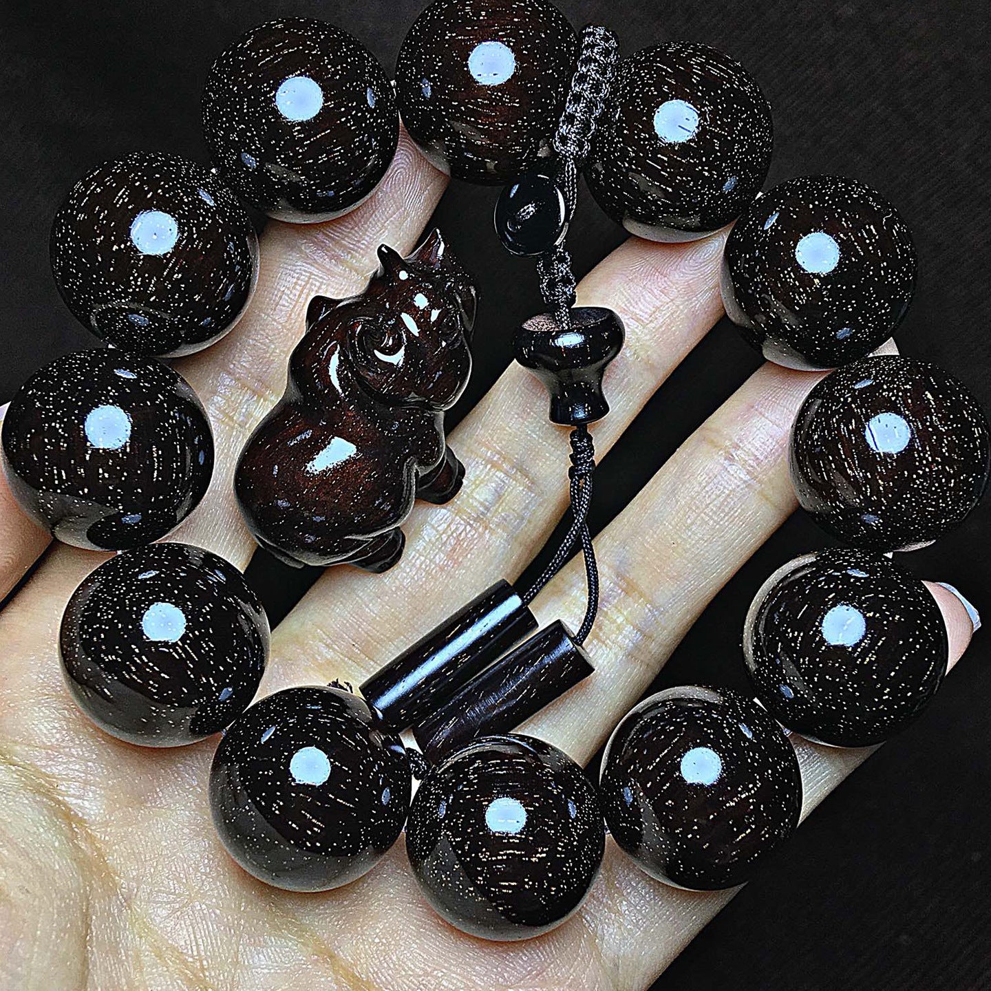 360Super Popular Indian Small Leaf Rosewood2.0Old Wood Column Style Cultural Play Bracelet Wooden Bracelet Men and Women Buddha Beads