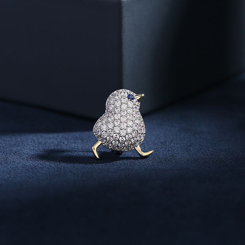 Anti-Exposure Waist Pin Coat Unisex Suit Accessory Niche Design Zircon Inlaid Small Chicken Collar Pin