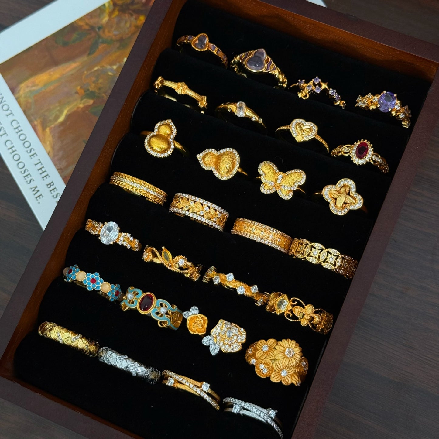 Xiaohongshu Hot-Selling Fashion Retro Copper Coin Iris Flower Ring for Women, Niche Design with a High-End Feel, Versatile Ring