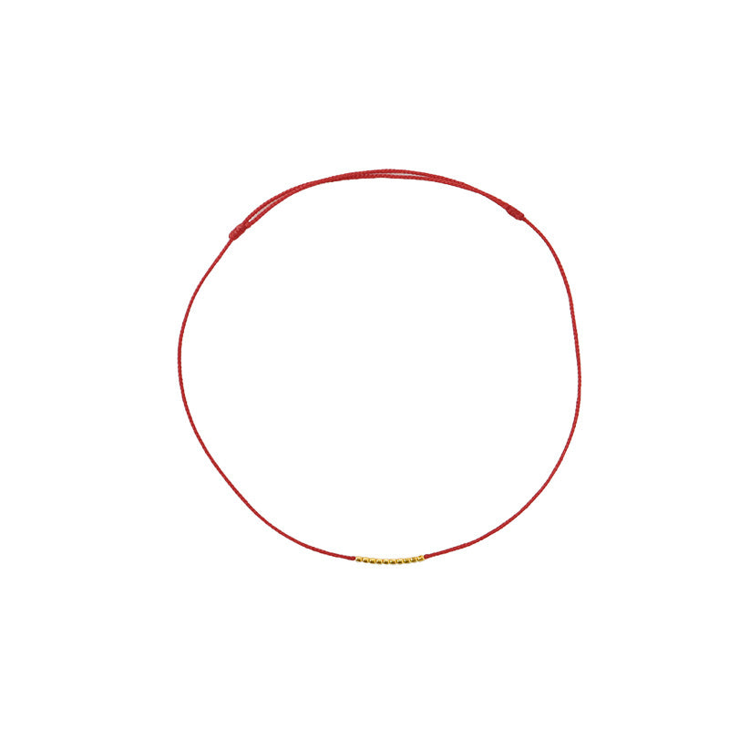 Xiaohongshu Hot Sale18k Gold Ultra-Thin Red String Bracelet Fashionable Elegant Simple Versatile Adjustable Zodiac Year Bracelet