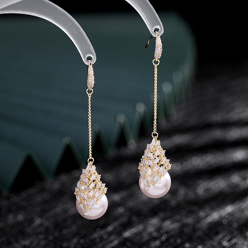Custom Processing Earrings Studs Liyu Jewelry Set Necklace Brooch OEM Custom Copper Inlaid Zircon Earrings