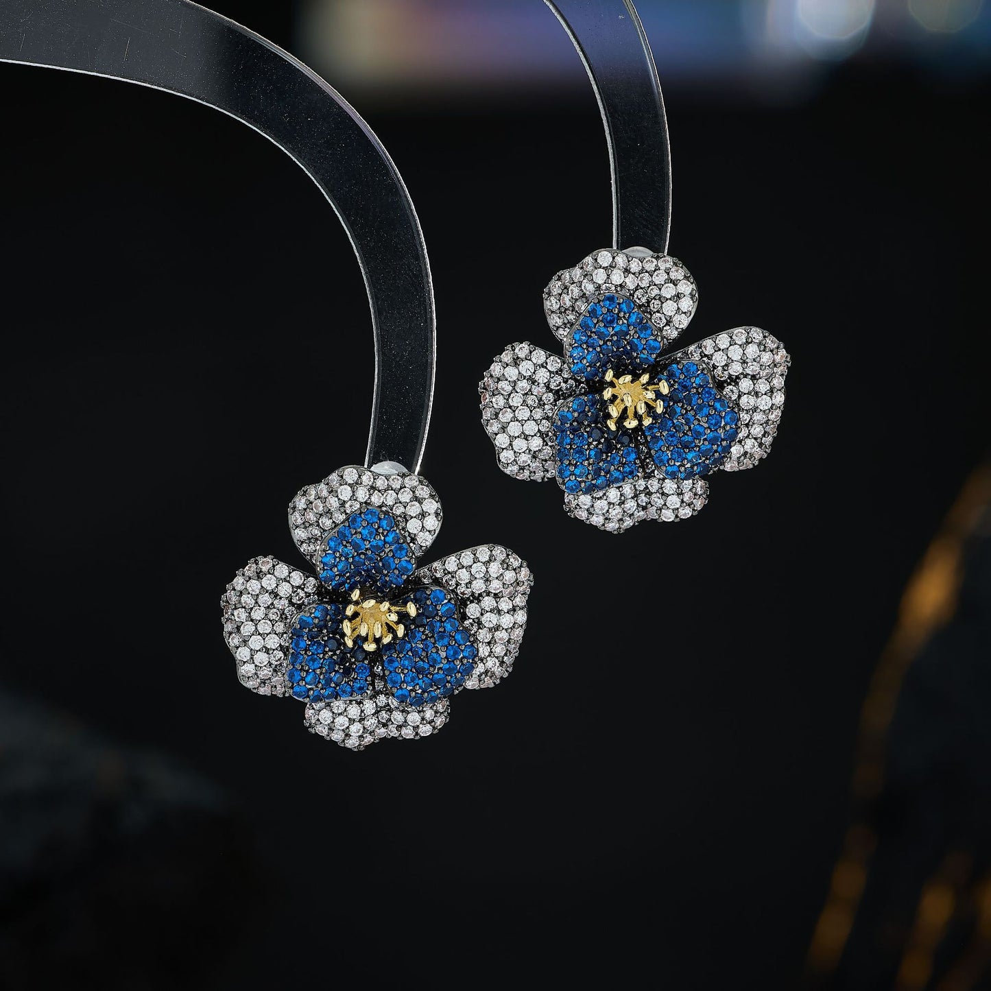 Light Luxury High-End Micro-Paved Zircon Rose Flower Stud Earrings s925Silver Needle Luxurious Elegant Exquisite Earrings for Women