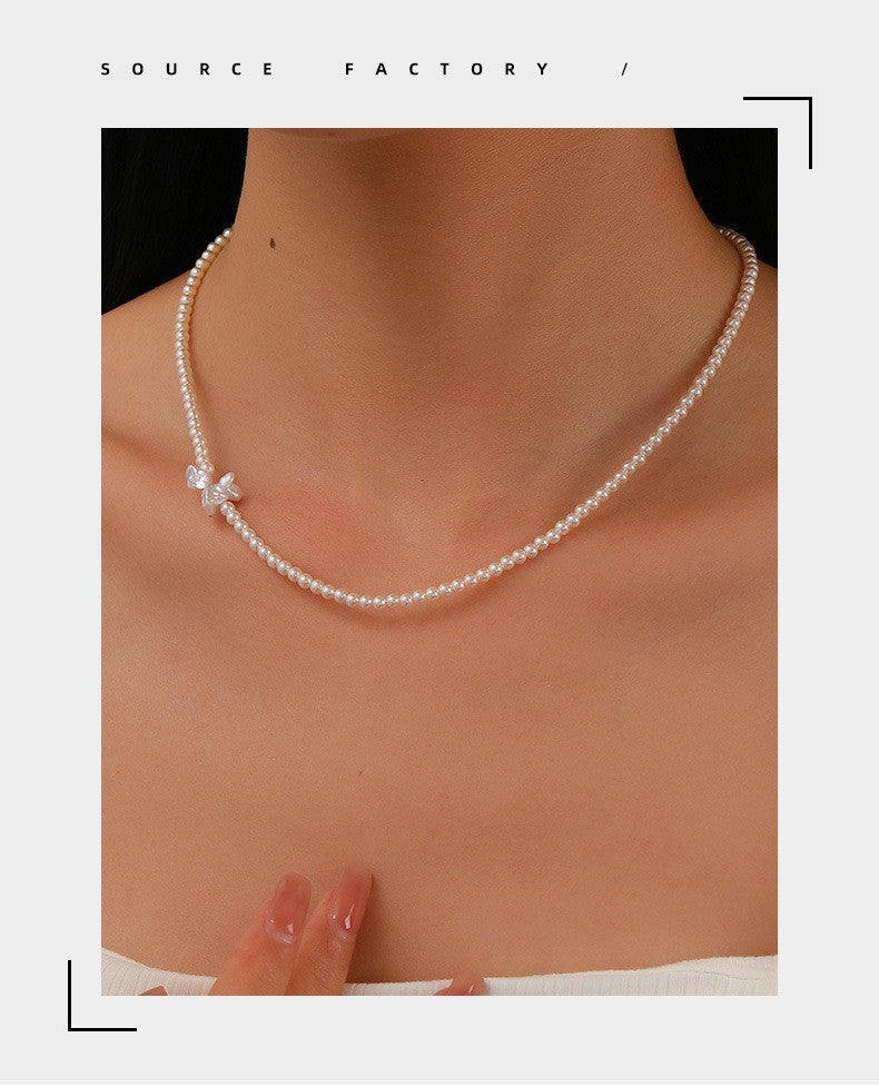 Custom Fashion Light Luxury Baroque Freshwater Pearl Necklace Versatile High-end Sense Elegant Delicate Collarbone Chain for Women