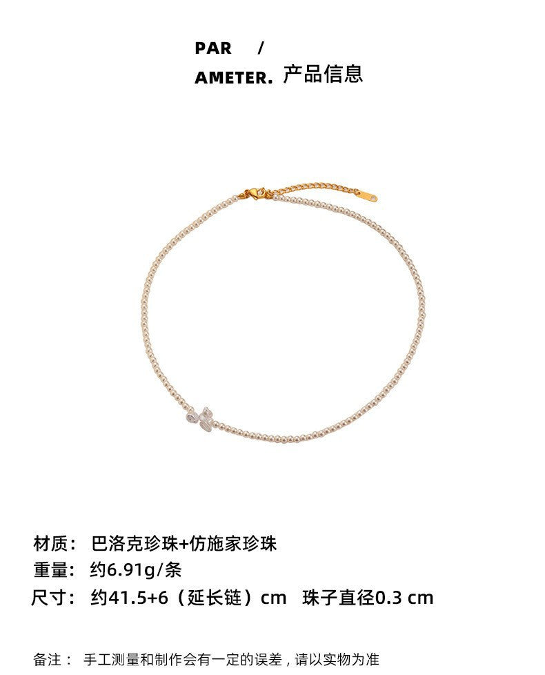 Custom Fashion Light Luxury Baroque Freshwater Pearl Necklace Versatile High-end Sense Elegant Delicate Collarbone Chain for Women