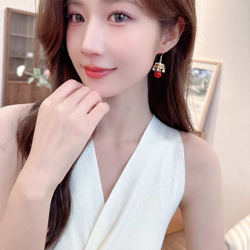 New High-End Rhttps://cdn.shopify.com/s/files/1/0714/1392/3989/files/431ddb6a-3c22-4386-96ef-687b07d471d4.jpg?v=1751779785ed Agate Pearl Tassel Ancient Style Earrings New Chinese Style High-End Pavilion Palace Lantern Court Style Earrings