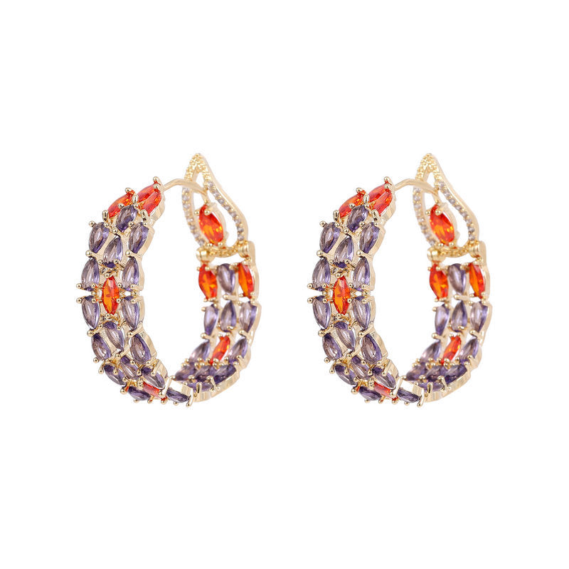 2022New Winter Luxury Style Zircon Inlaid Hoop Earrings with High-end Feel