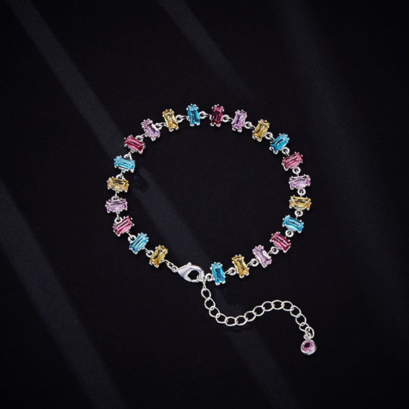 Candy Series Dopamine Zircon Inlaid Geometric Water Drop Exquisite Bracelet High-end Light Luxury Niche Versatile Women's Jewelry
