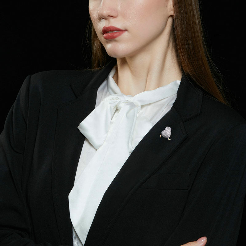 Anti-Exposure Waist Pin Coat Unisex Suit Accessory Niche Design Zircon Inlaid Small Chicken Collar Pin
