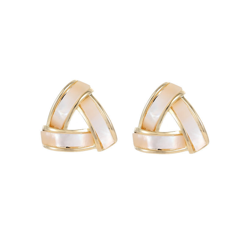 2022New French Style Niche Korean Elegant Internet Celebrity Earrings s925Silver Needle Natural Mother-of-Pearl Triangle Earrings
