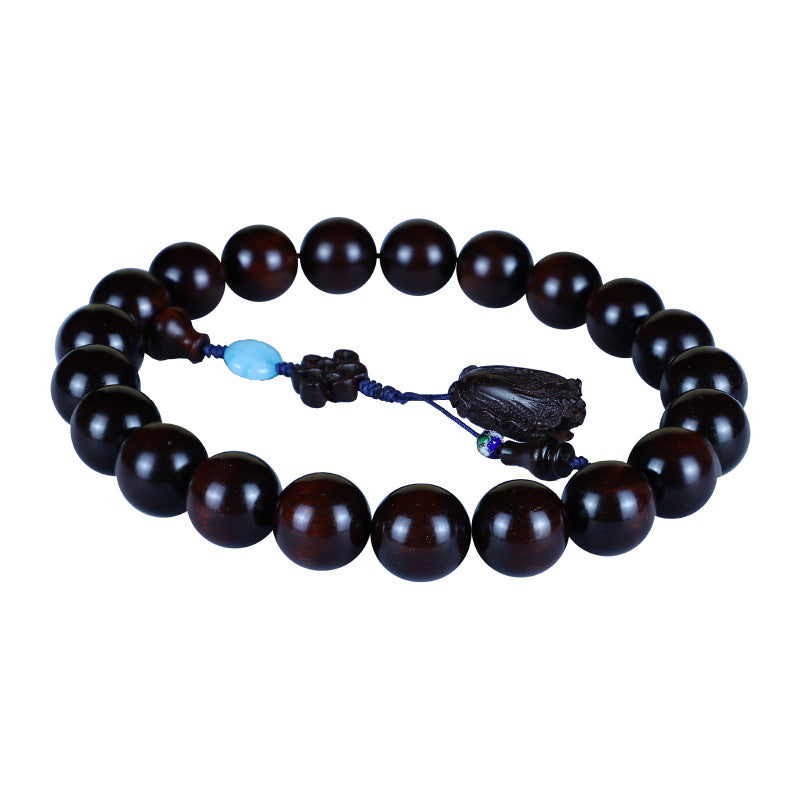 Authentic Indian Small Leaf Red Sandalwood Bracelet Gold Star Old Material Hundred Wealth Buddha Beads Handheld Prayer Beads Sandalwood Red Sandalwood Feng Shui Pendant