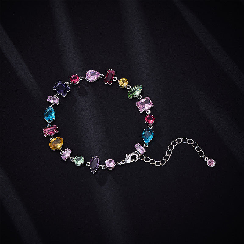 Candy Series Dopamine Zircon Inlaid Geometric Water Drop Exquisite Bracelet High-end Light Luxury Niche Versatile Women's Jewelry