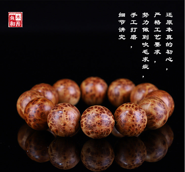 Taihang Mountain Cliff Cypress High Oil Aged Material Bird's Eye Full Scar20mm Men's Buddhist Prayer Beads Bracelet for Cultural Play