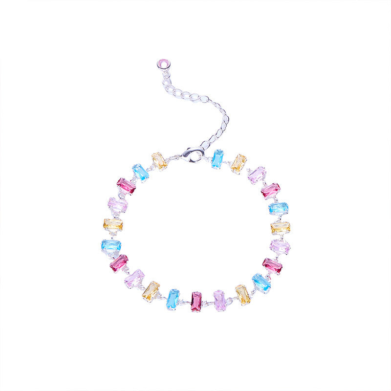 Candy Series Dopamine Zircon Inlaid Geometric Water Drop Exquisite Bracelet High-end Light Luxury Niche Versatile Women's Jewelry