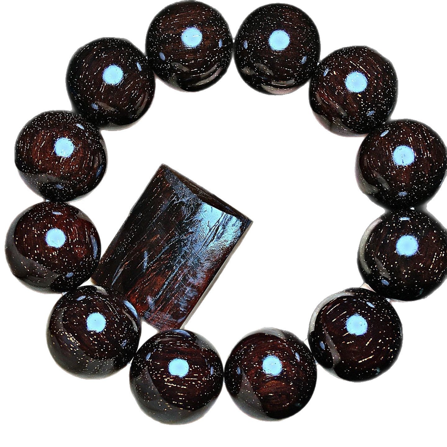 Full of Golden Star Indian Small Leaf Rosewood2.0Old Material Perfect Style Cultural Play Bracelet Wooden Bracelet Men and Women Buddha Beads