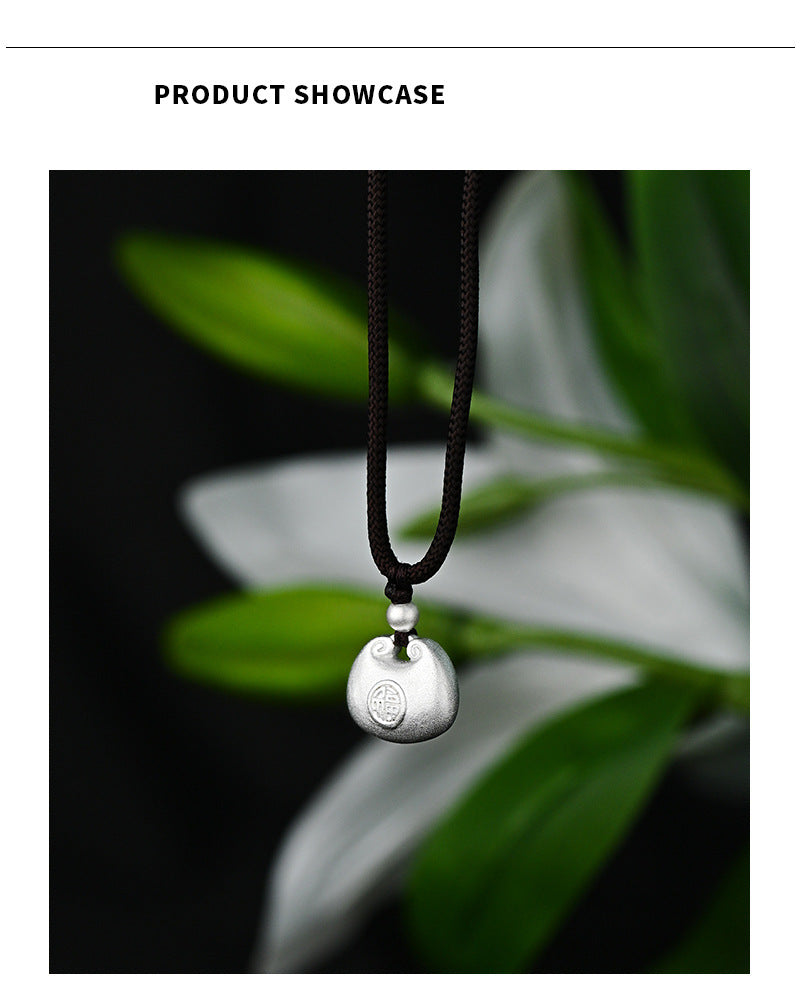Po S999Pure Silver National Style Fat Fu Pendant Necklace Light Luxury High-end National Trend Ethnic Style Neck Jewelry Hot Item