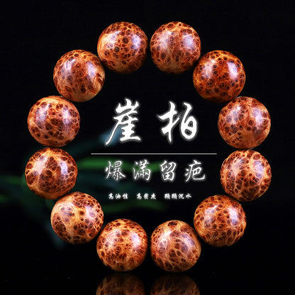 Taihang Mountain Cliff Cypress High Oil Aged Material Bird's Eye Full Scar20mm Men's Buddhist Prayer Beads Bracelet for Cultural Play