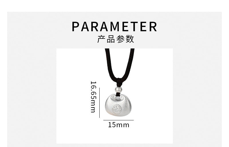 Po S999Pure Silver National Style Fat Fu Pendant Necklace Light Luxury High-end National Trend Ethnic Style Neck Jewelry Hot Item