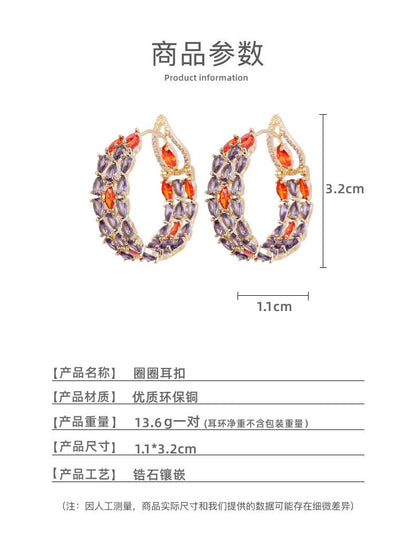 2022New Winter Luxury Style Zircon Inlaid Hoop Earrings with High-end Feel