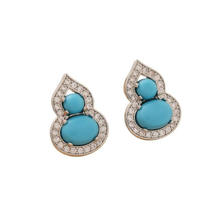 Vintage Micro-Paved Zircon Gourd Earrings High-End Luxury Niche Temperament Fashion Exquisite Versatile Silver Needle Earrings for Women
