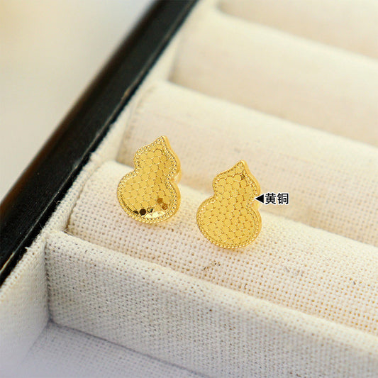 Xiaohongshu Hot-Selling Crushed Ice Gourd Earrings for Women Fashion Simple Retro Versatile Silver Needle Earrings Light Luxury High-End Feel