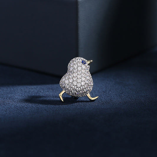 Anti-Exposure Waist Pin Coat Unisex Suit Accessory Niche Design Zircon Inlaid Small Chicken Collar Pin