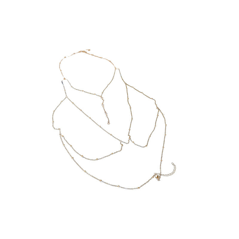 2025Hot-Selling Chest Chain Body Chain Sexy Necklace for Women Internet Celebrity Light Luxury Niche Pure Desire Style Collarbone Necklace