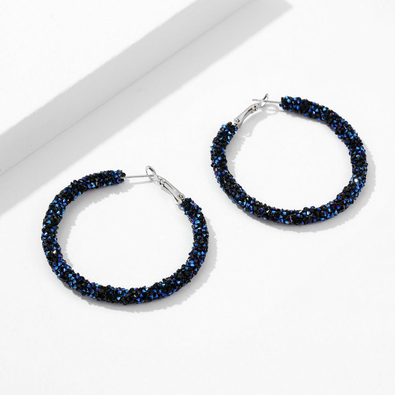 Unique Designer Earrings Ear Clips Internet Celebrity Style Korean Version Dongdaemun New Exaggerated Crystal Full Diamond Hoop Earrings