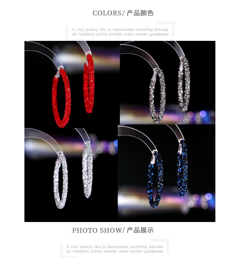 Unique Designer Earrings Ear Clips Internet Celebrity Style Korean Version Dongdaemun New Exaggerated Crystal Full Diamond Hoop Earrings