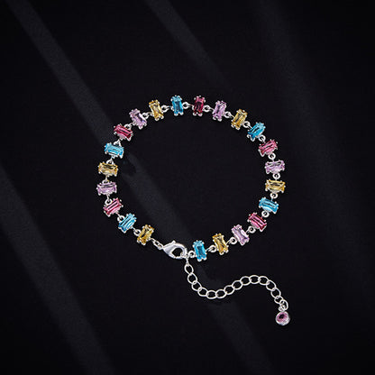 Candy Series Dopamine Zircon Inlaid Geometric Water Drop Exquisite Bracelet High-end Light Luxury Niche Versatile Women's Jewelry