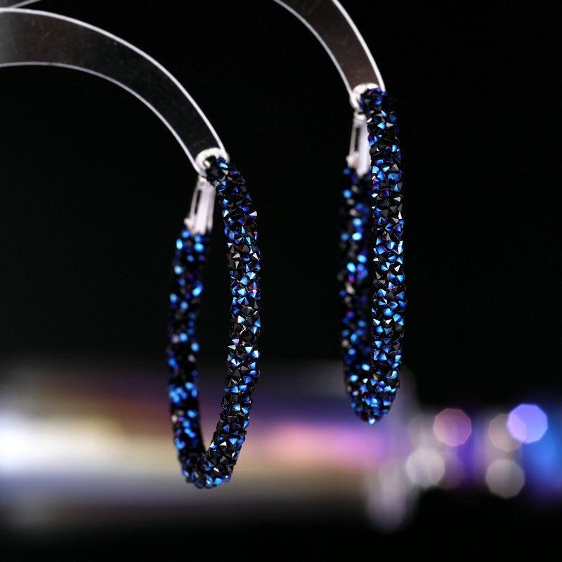 Unique Designer Earrings Ear Clips Internet Celebrity Style Korean Version Dongdaemun New Exaggerated Crystal Full Diamond Hoop Earrings