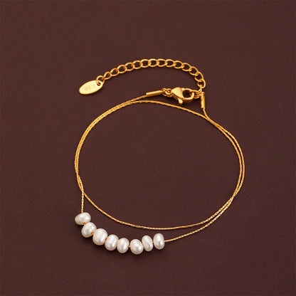 Vintage New Fashion Natural Freshwater Pearl Women's Necklace Light Luxury Niche High-end Simple Versatile Clavicle Chain