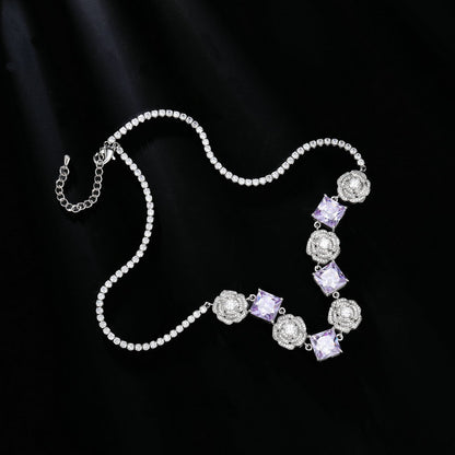 High-end Zircon Camellia Necklace Light Luxury Accessories Collarbone Chain Bracelet Earrings Dress Matching Elegant Jewelry Set