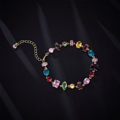 Candy Series Dopamine Zircon Inlaid Geometric Water Drop Exquisite Bracelet High-end Light Luxury Niche Versatile Women's Jewelry