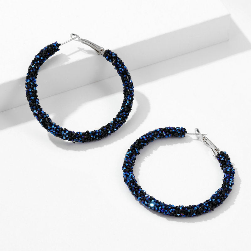 Unique Designer Earrings Ear Clips Internet Celebrity Style Korean Version Dongdaemun New Exaggerated Crystal Full Diamond Hoop Earrings