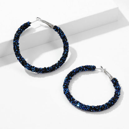 Unique Designer Earrings Ear Clips Internet Celebrity Style Korean Version Dongdaemun New Exaggerated Crystal Full Diamond Hoop Earrings